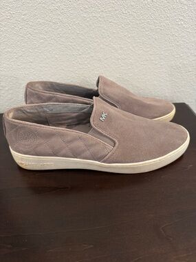 Michael Kors Quilted Suede Slip-On shoes in Taupe
